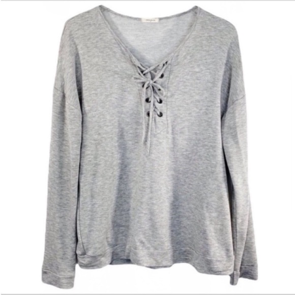 12 PM BY MON AMI lace up long sleeve top M - Picture 5 of 6